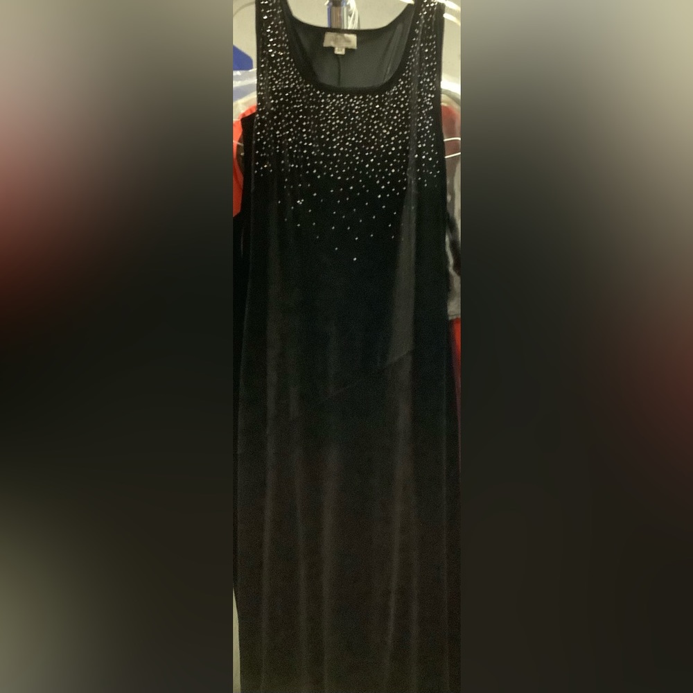 NWT black Velvet holiday rhinestone gown